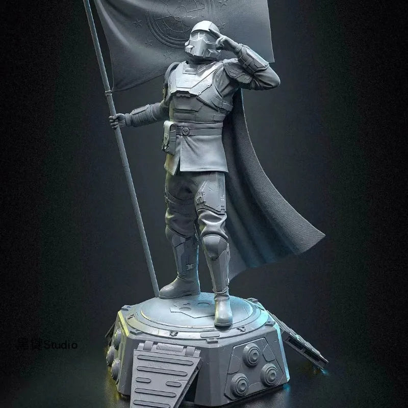 Sci-Fi Armored Soldier with Planetary Globe 1/24 Resin Bust Kit - resin model view 4