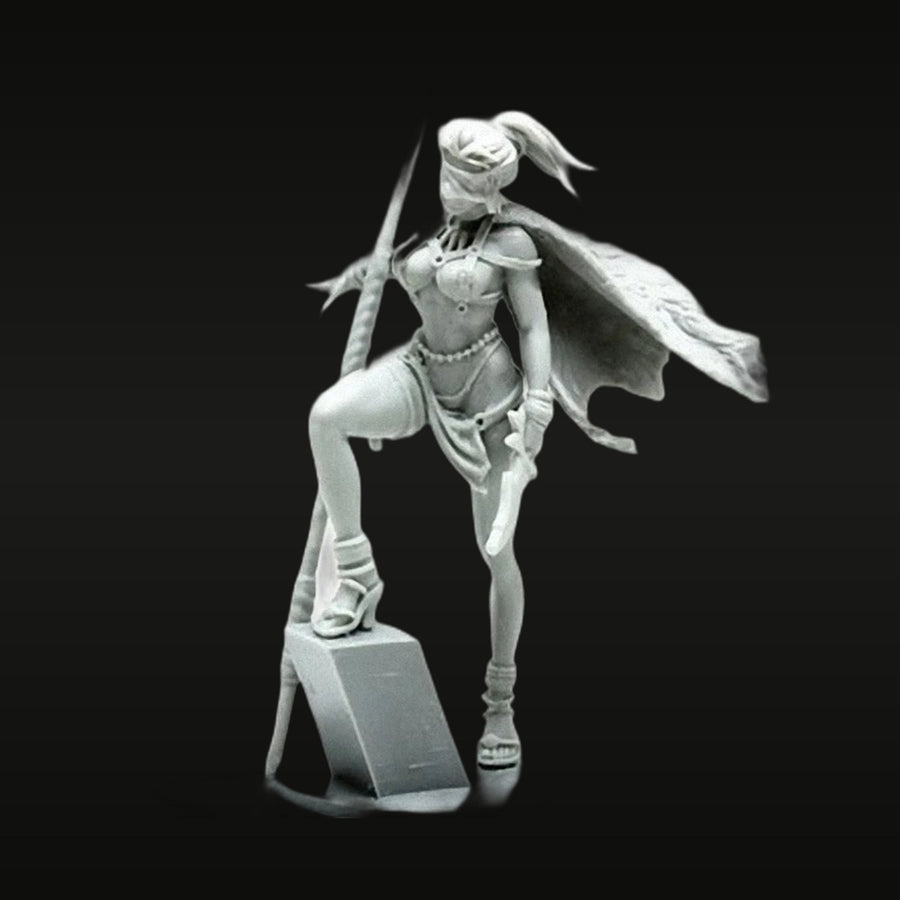 Fantasy Female Warrior Bust with Spear 75mm Resin Kit - unpainted resin model kit