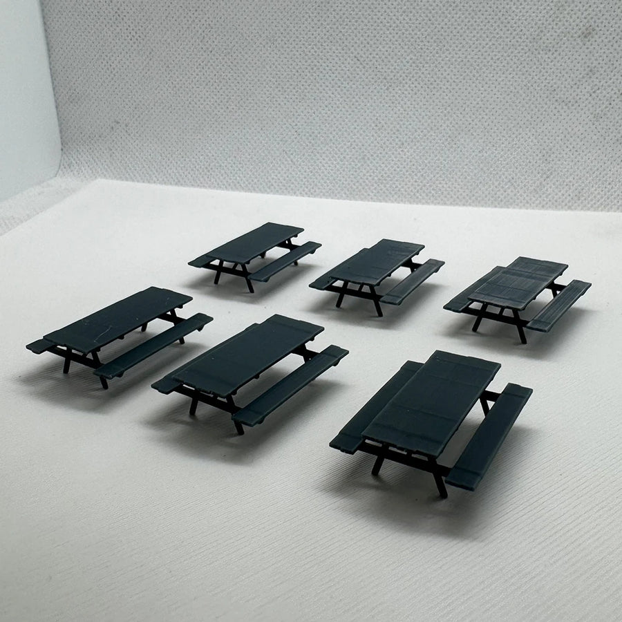 Z Scale Picnic Tables with Benches 1/220 Resin Terrain Accessory Set - resin model view 4