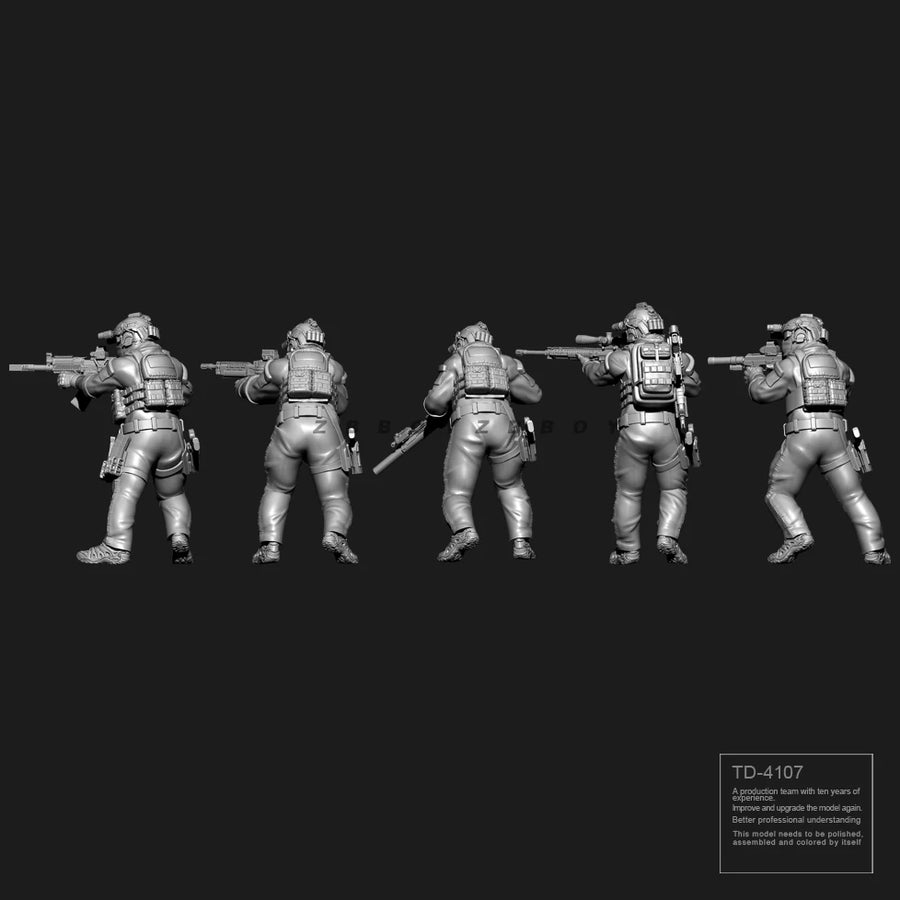 Sci-Fi Female Soldier with Scoped Rifle and Body Armor 38mm Resin Figure Kit - resin model view 4