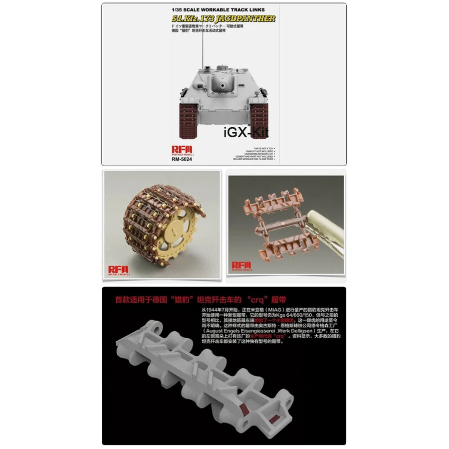 Ryefield RM5024 1/35 Scale Realizable Workable Track Links for Jagdpanther Ausf G2 Hobby Toy Plastic Model Assembly Kit Gift