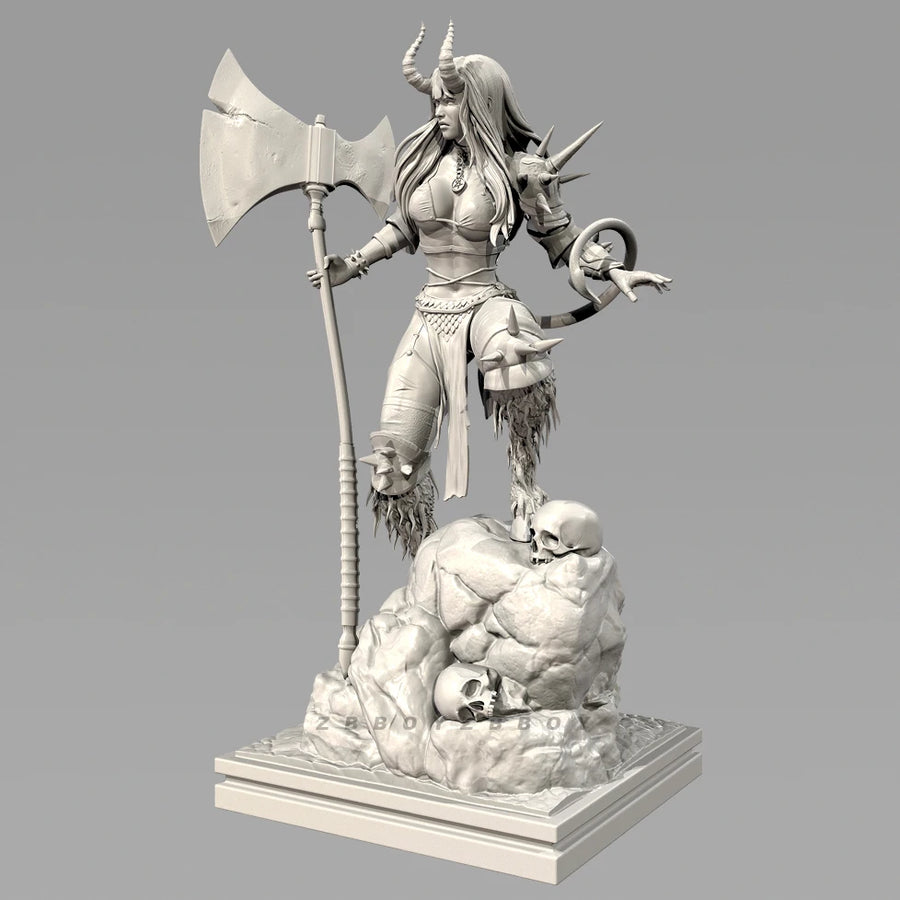 Fantasy Demon Sorceress with Clawed Gauntlet 50mm Resin Figure Kit - resin model view 2