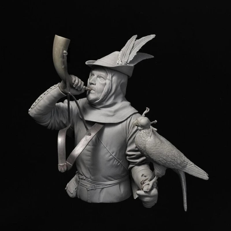 Medieval European Warrior with Kettle Hat 1/10 Scale Resin Bust Kit - resin model view 2