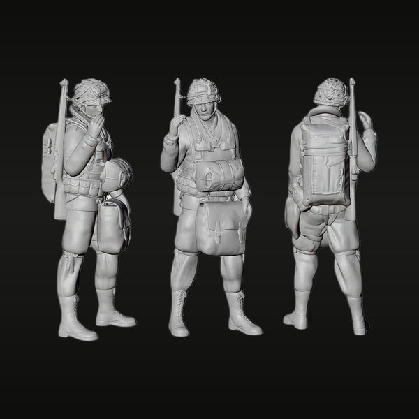 WWII US Airborne Soldier Three Poses 1/32 Resin Figure Kit