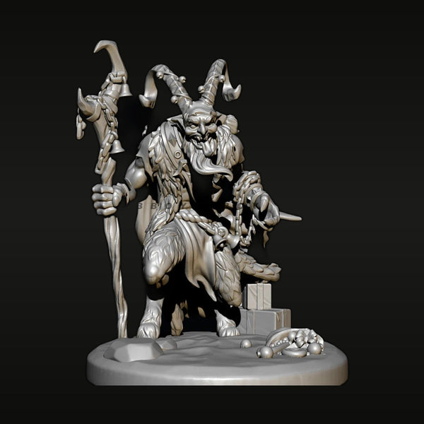 Fantasy Demonic Goat Warrior with Curved Staff 38mm Resin Figure Kit