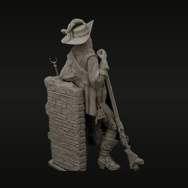 17th Century Musketeer with Musket Brick Wall 75mm Resin Figure Kit