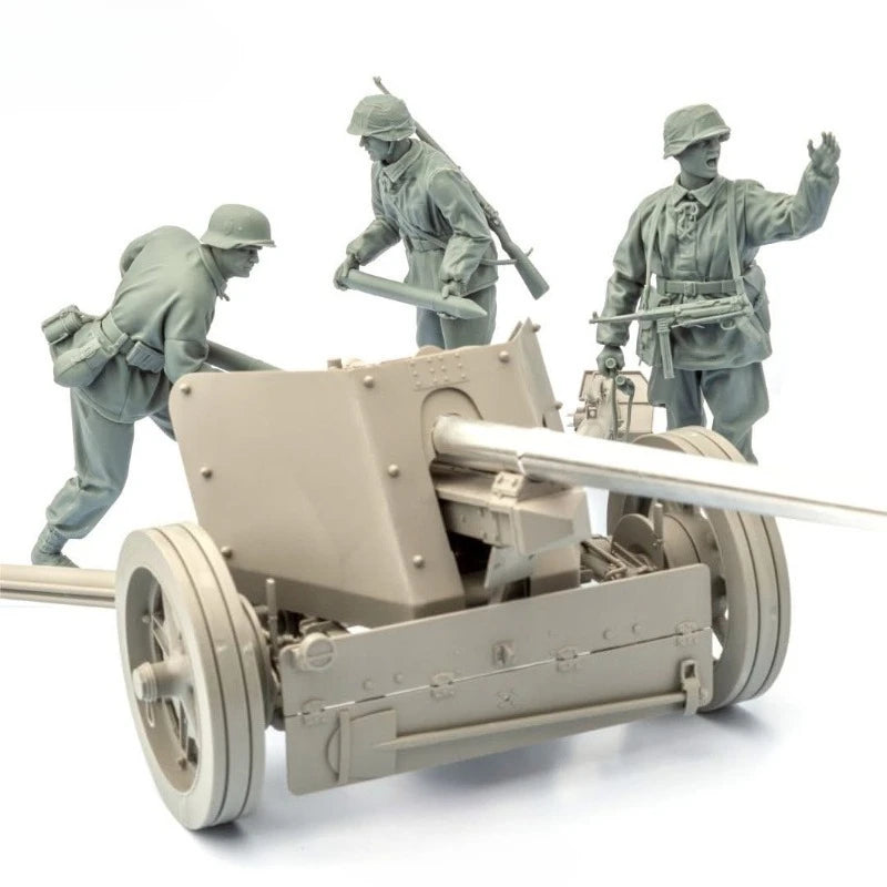 1/16 Scale Diecast Resin Model Kit WWII German Field Artillery Crew 4 Figures Need to Be Assembled and Colored by Themselves