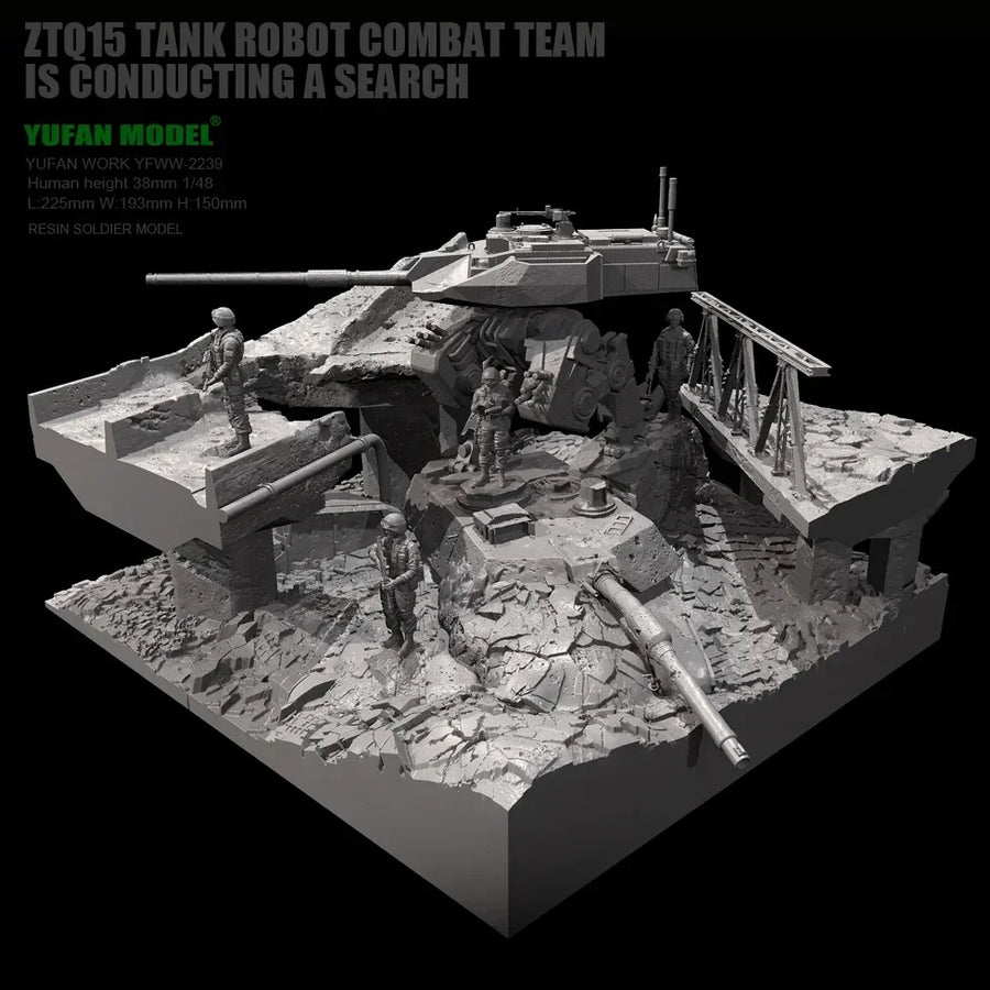 ZTQ15 Tank Robot Combat Team Search Diorama 1/48 Resin Kit - resin model view 3