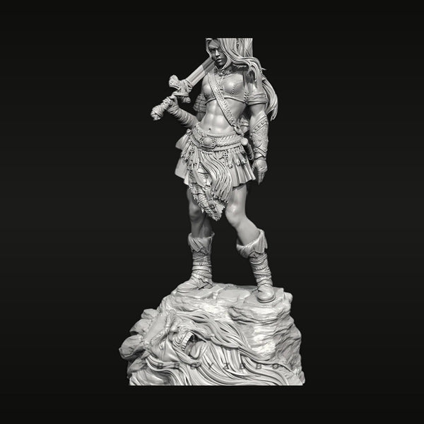 Barbarian Warrior Female with Club 38mm Resin Figure Kit