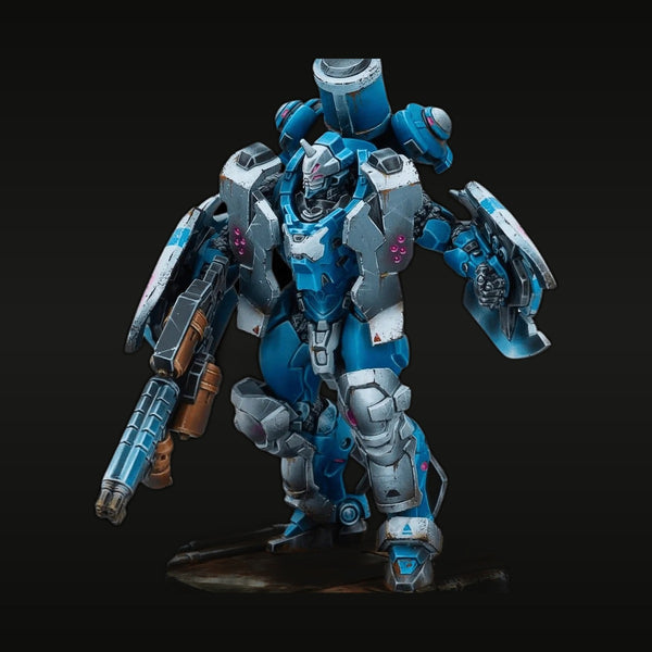Sci-Fi Blue Mecha Exoskeleton with Cannon 1/35 Resin Figure Kit