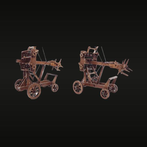 Leonardo da Vinci Multi-Bow Rapid Fire Crossbow with Wheeled Carriage 1/12 Resin Model Kit