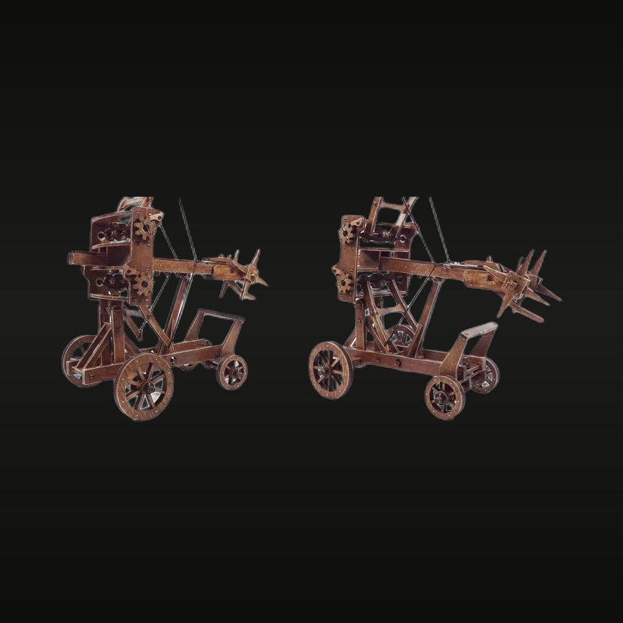 Leonardo da Vinci Multi-Bow Rapid Fire Crossbow with Wheeled Carriage 1/12 Resin Model Kit - unpainted resin model kit
