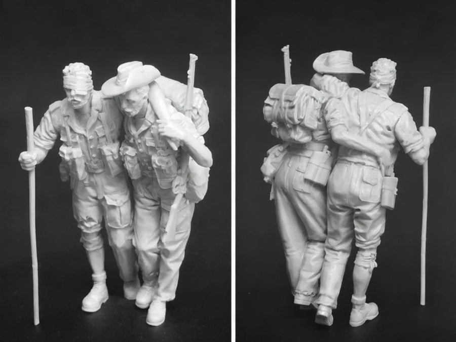 1/35 Scale Diecast Resin Figure Model Kit WWII British Special Forces Soldier Injured 2 Figures Unassembled and Unpainted