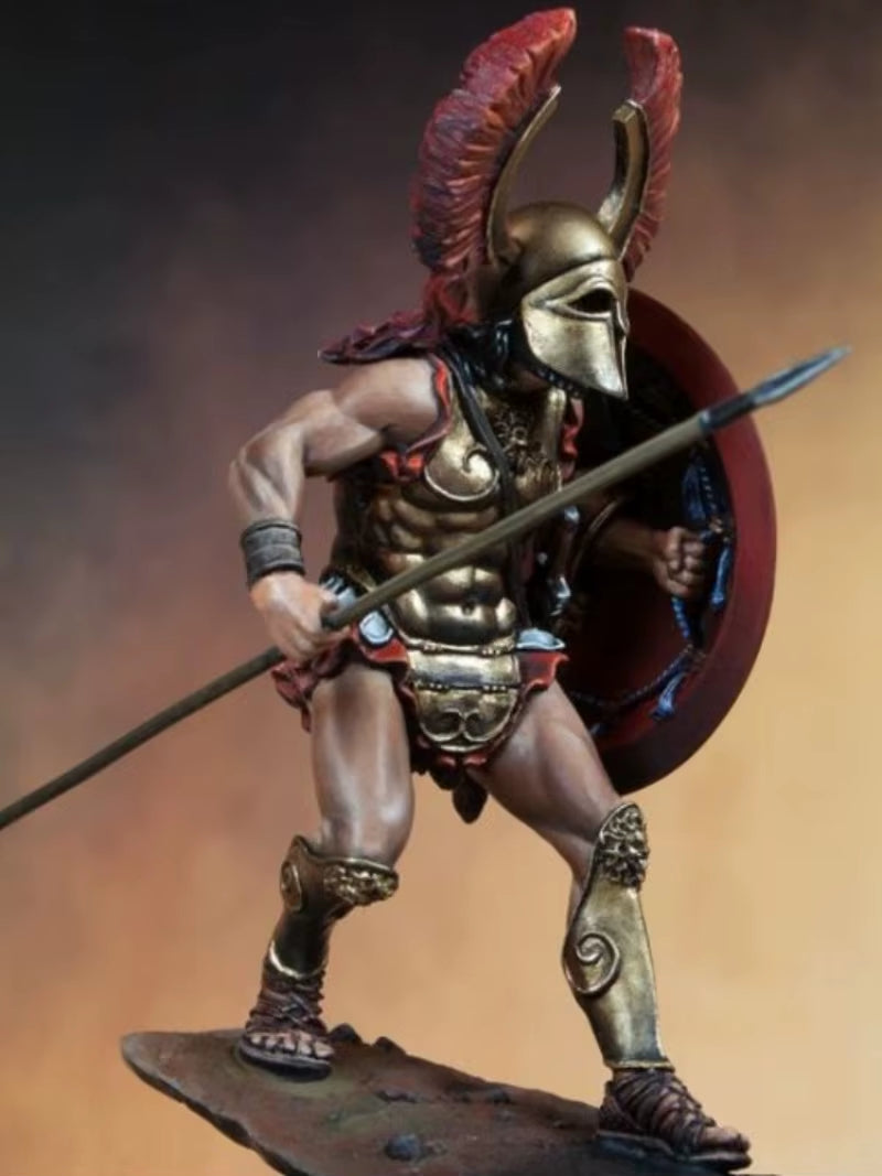 Ancient Greek Hoplite Warrior with Horned Helm 1/24 Resin Figure - resin model view 2