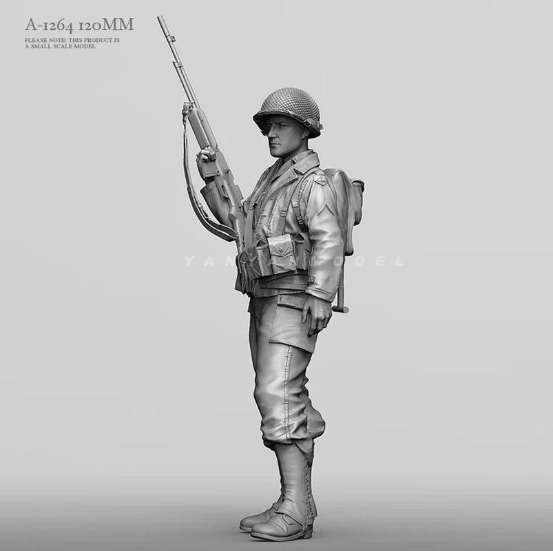 WWII German Soldier with Kar98k Rifle 120mm Resin Figure Kit - resin model view 2