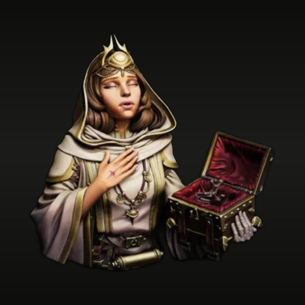 Fantasy Egyptian Priestess with Treasure Chest 1/9 Resin Bust Kit