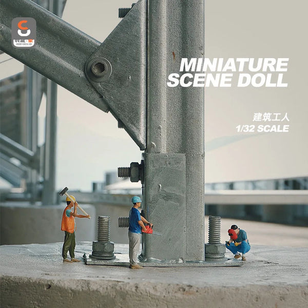 Modern Construction Workers Industrial Diorama Set 1/32 Resin Figure Kit
