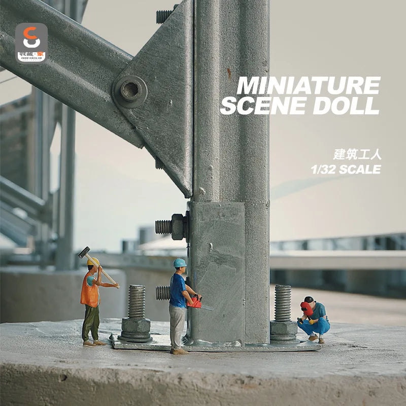 Modern Construction Workers Industrial Diorama Set 1/32 Resin Figure Kit - unpainted resin model kit