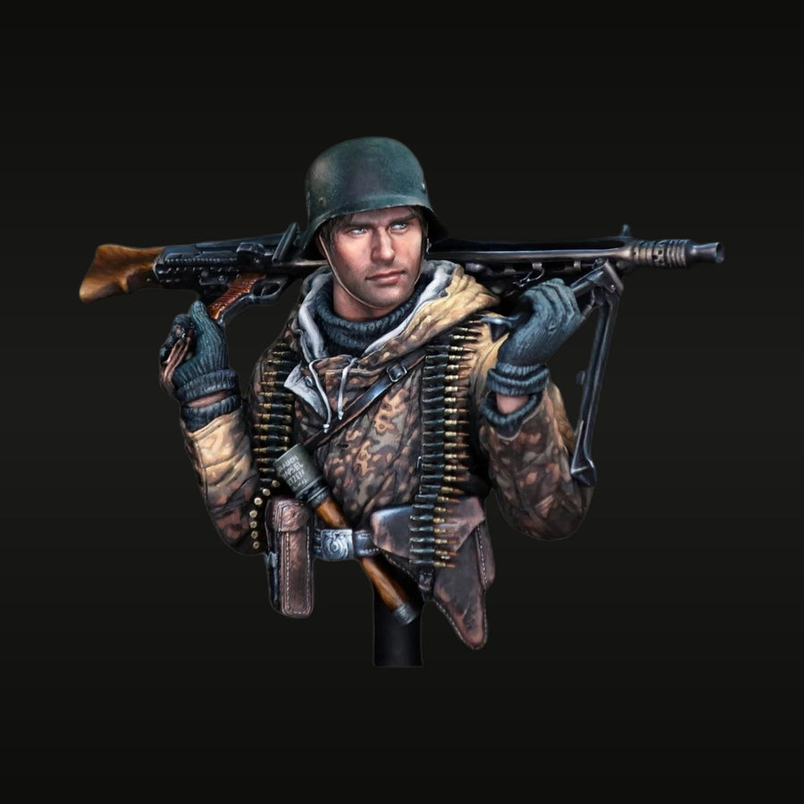 WWII German Machine Gunner with MG42 1/10 Resin Bust Kit - unpainted resin model kit