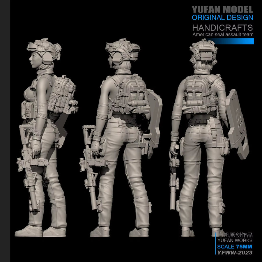 1/24 Resin Kits Modern Female Soldier Resin Soldier Self-Assembled (75Mm) YFWW-2023