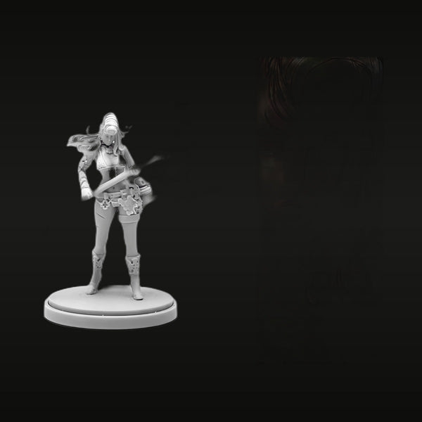 Fantasy Female Warrior with Curved Blade 38mm Resin Figure Kit