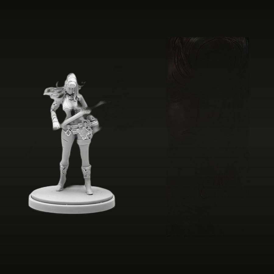 Fantasy Female Warrior with Curved Blade 38mm Resin Figure Kit - unpainted resin model kit