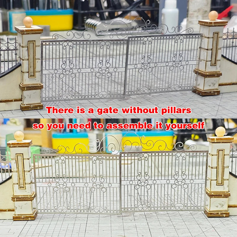 Photo Eatch PE Assembly Architectural Model Sand Table Iron Gate Gate Front Door Building Diorama Scale Model Kit 1/35
