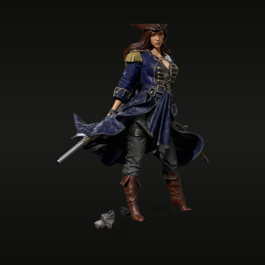 Female Pirate Captain with Ornate Axe 38mm Resin Figure Kit - unpainted resin model kit