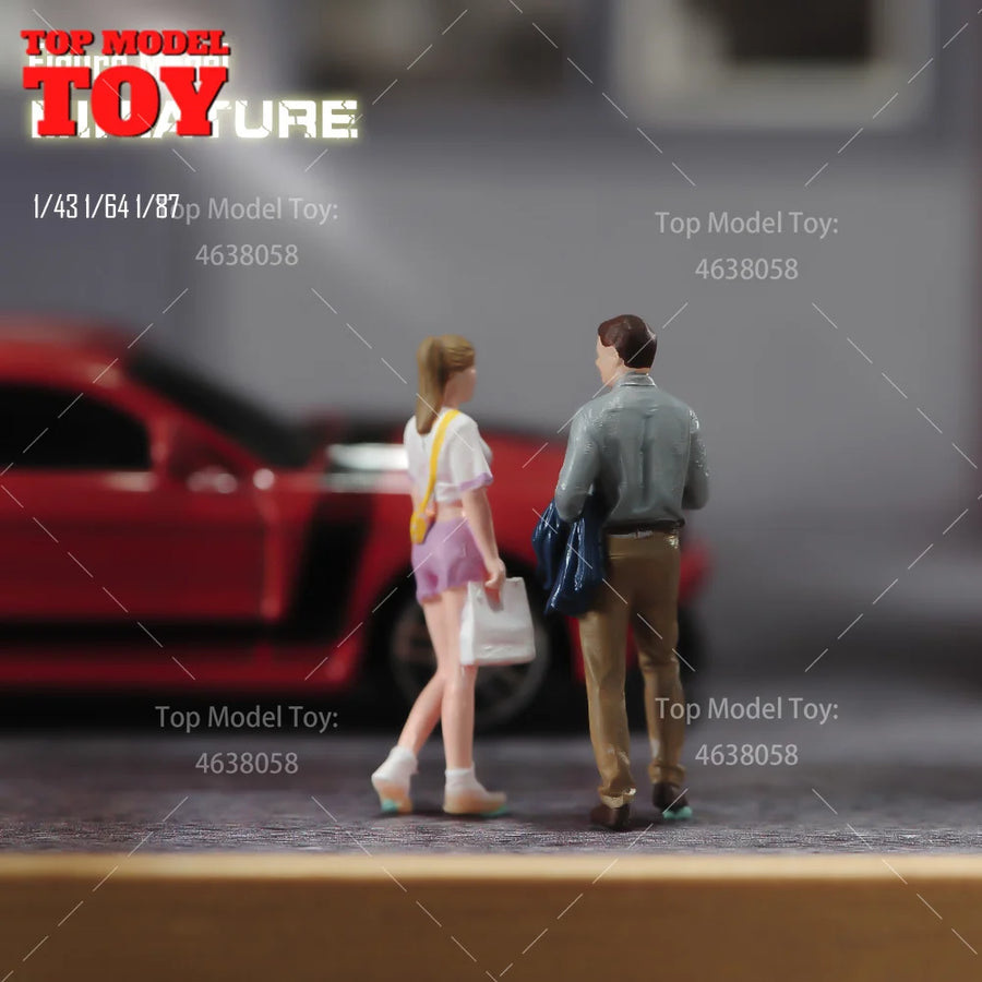 Painted Miniatures 1/87 1/64 1/43 Office Suit Man Fashion Girl Mini Scene Props Doll Figures Model for Cars Vehicles Toys