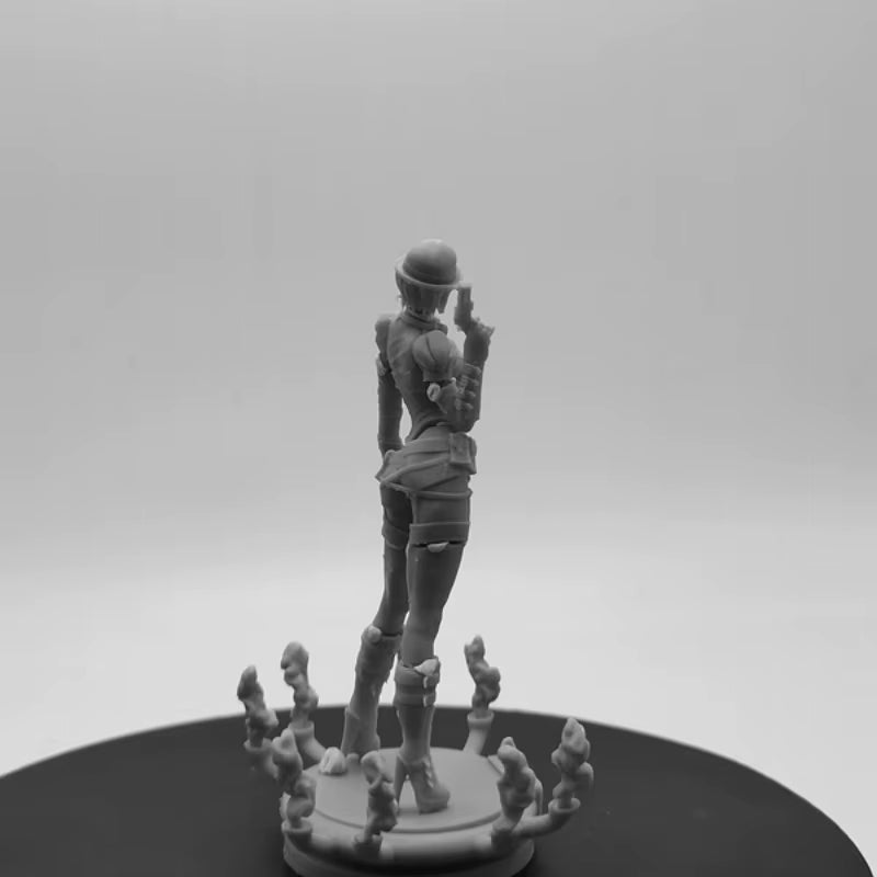 Steampunk Female Soldier with Revolver 1/24 Resin Figure Kit - resin model view 4