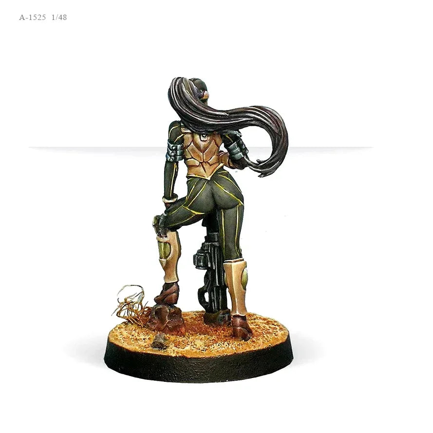 Cyberpunk Female Soldier with Heavy Rifle 1/48 Resin Figure Kit - resin model view 3