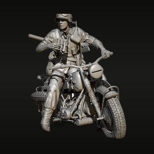 WWII German Soldier MP40 Motorcycle with Sidecar 75mm Resin Kit