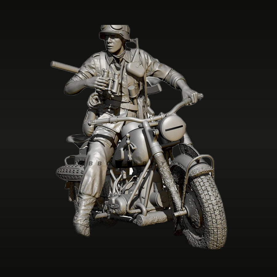 WWII German Soldier MP40 Motorcycle with Sidecar 75mm Resin Kit - unpainted resin model kit