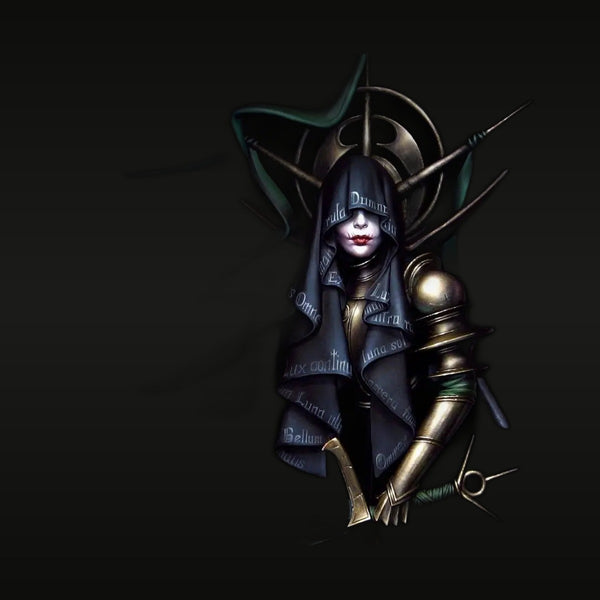Fantasy Female Dark Elf Sorceress with Halo Crown 1/10 Resin Bust