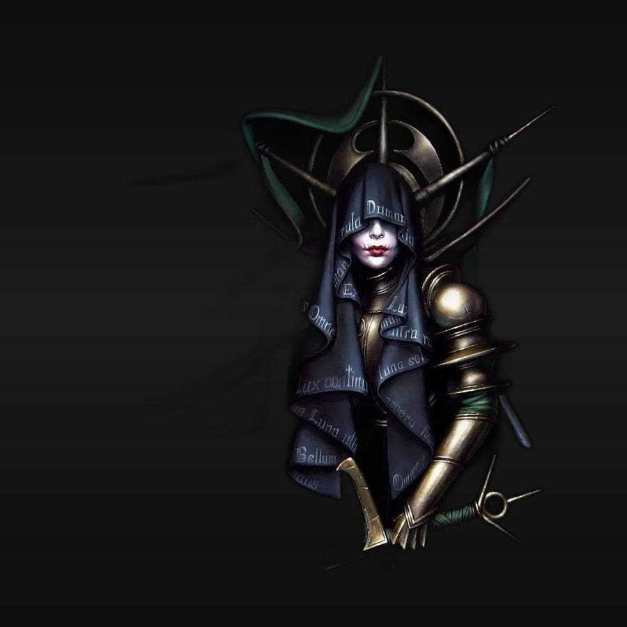 Fantasy Female Dark Elf Sorceress with Halo Crown 1/10 Resin Bust - unpainted resin model kit