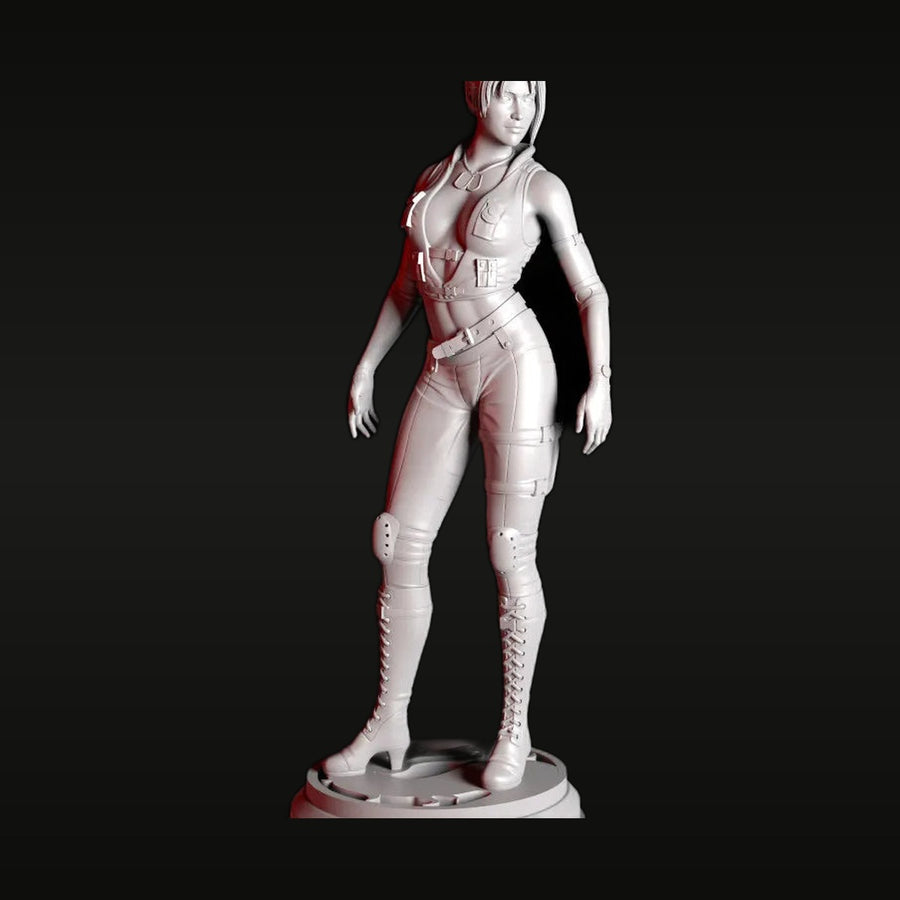 Sci-Fi Female Soldier in Bodysuit with Tactical Armor 1/18 Resin Figure - unpainted resin model kit