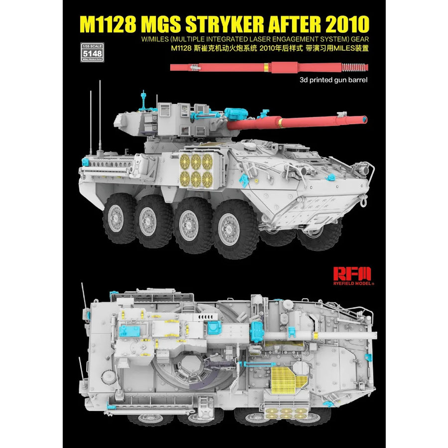 RYE FIELD RM-5148 1/35 M1128 MGS Stryker after 2010 W/Miles Gear Assemble Plastic Model Kit