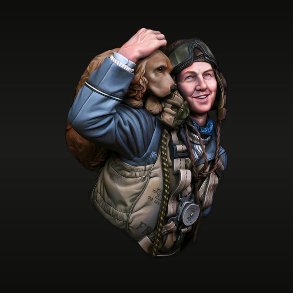 WWII RAF Fighter Pilot with Dog Bust 1/10 Resin Kit