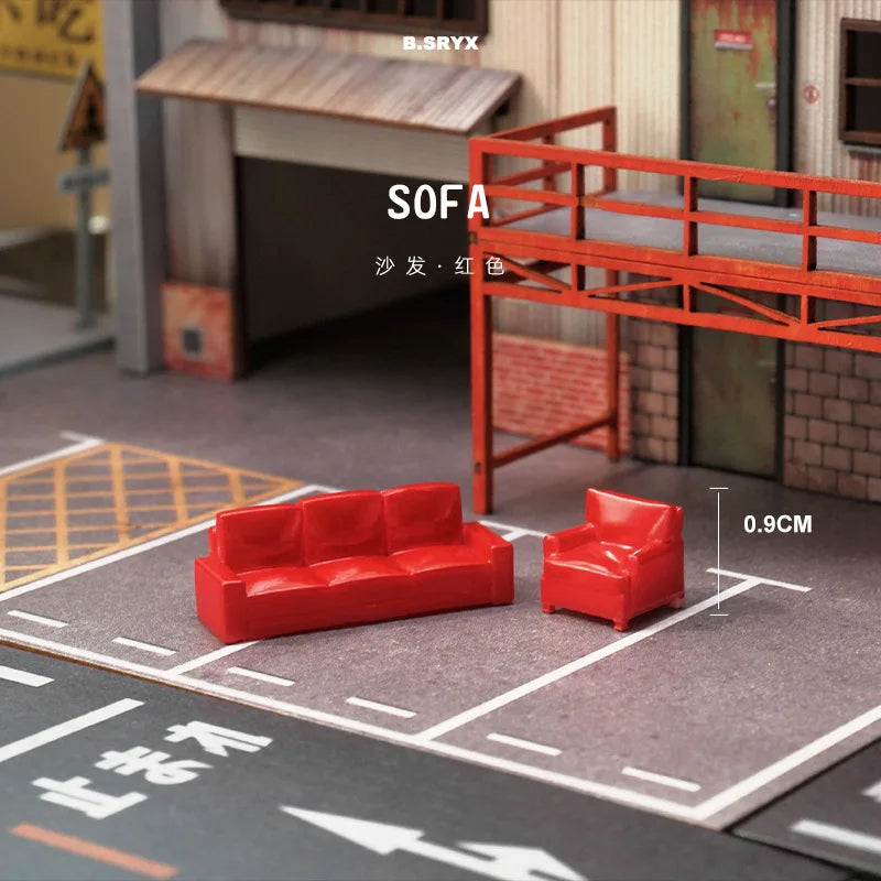 1/64 Miniature Figure Sofa Beauty Girl Furniture Mini Doll Model Figurine DIY Creative Sandtable Photography Props Display Decor