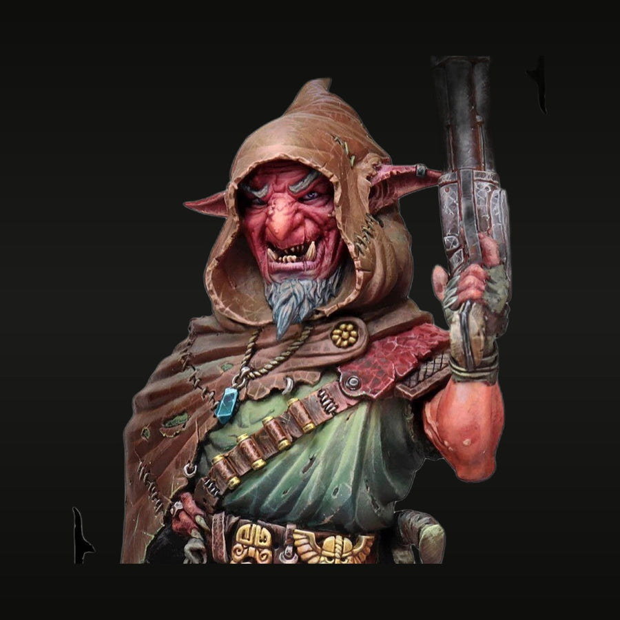 Fantasy Orc Hunter Magh with Ornate Rifle 75mm Resin Bust Kit - unpainted resin model kit