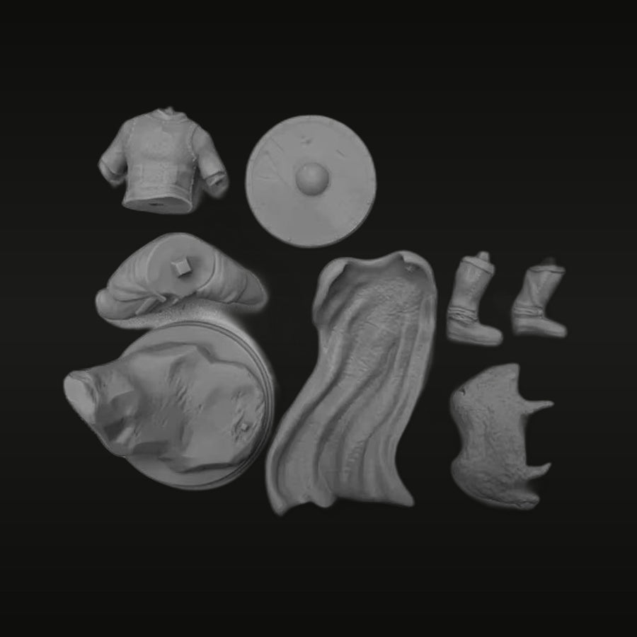 Fantasy Warrior with Horned Helmet 1/24 Resin Figure Kit - unpainted resin model kit