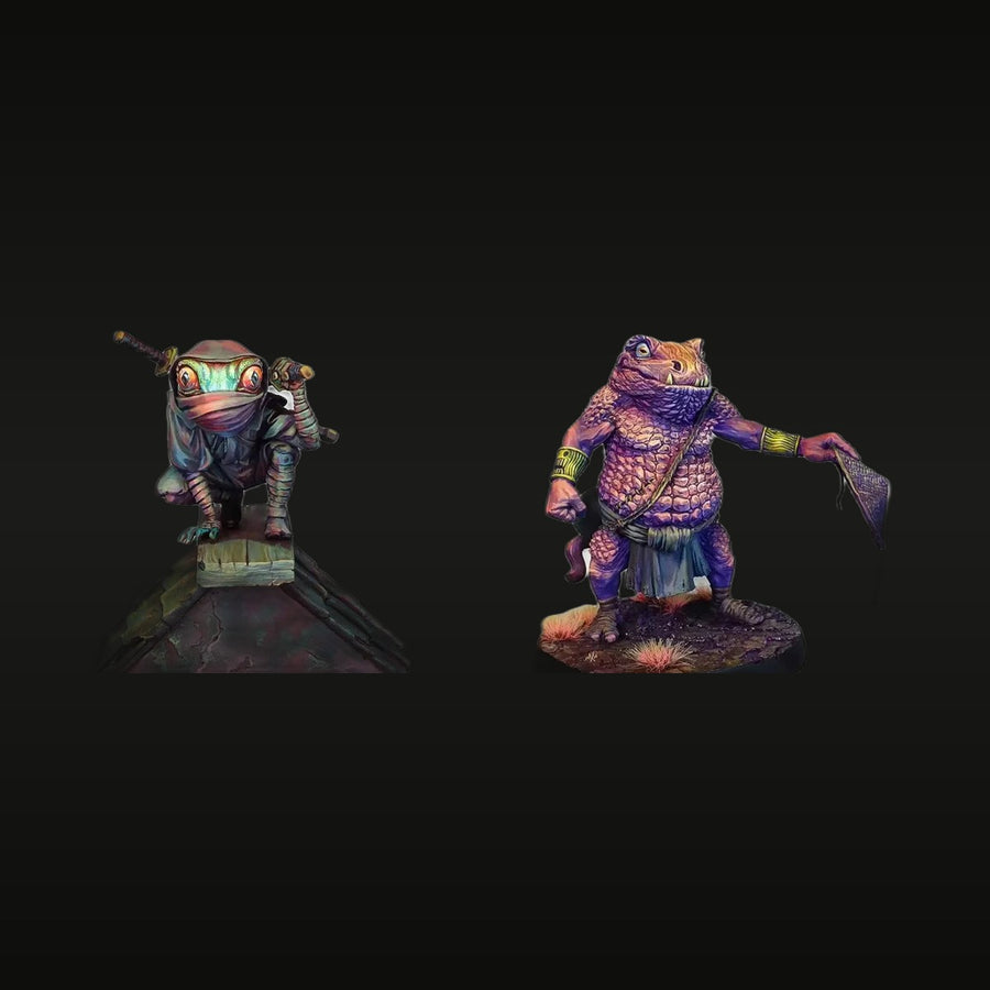 Fantasy Alien Lizardman Warriors Set (2 Figures) 75mm Resin Kit - unpainted resin model kit