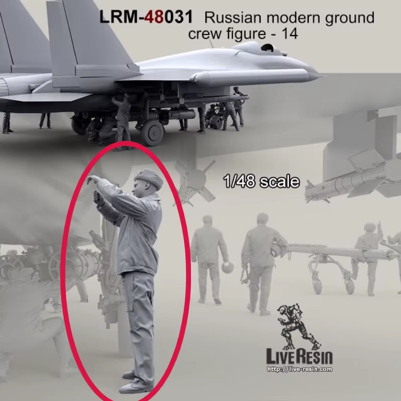 Die-Cast 1/48 Scale Modern Russian Military Ground Crew-14 (Excluding Aircraft) Micro-Scene with Self-Assemble Unpainte GK Hobby