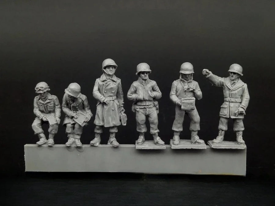 1/72 Scale Diecast Resin Figure Model Kit WWII American Senior Command 6 Figures Unpainted