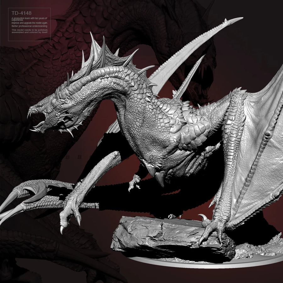 Fantasy Dragon with Spiked Horns 80mm Resin Figure Kit - resin model view 2