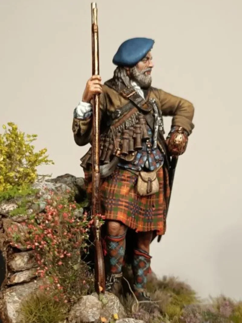 Scottish Jacobite Highlander with Musket 75mm Resin Figure Kit - resin model view 2