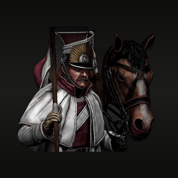 1650 Polish Hussar Officer Mounted with Lance 1/10 Resin Figure Kit