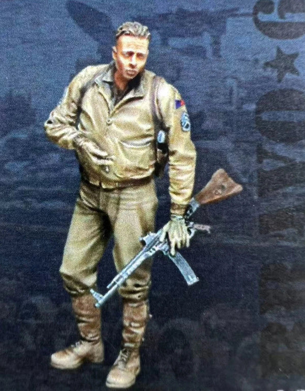 WWII US Army Tank Crew Soldier Tanker Coveralls Thompson SMG 1/35 Resin Figure Kit