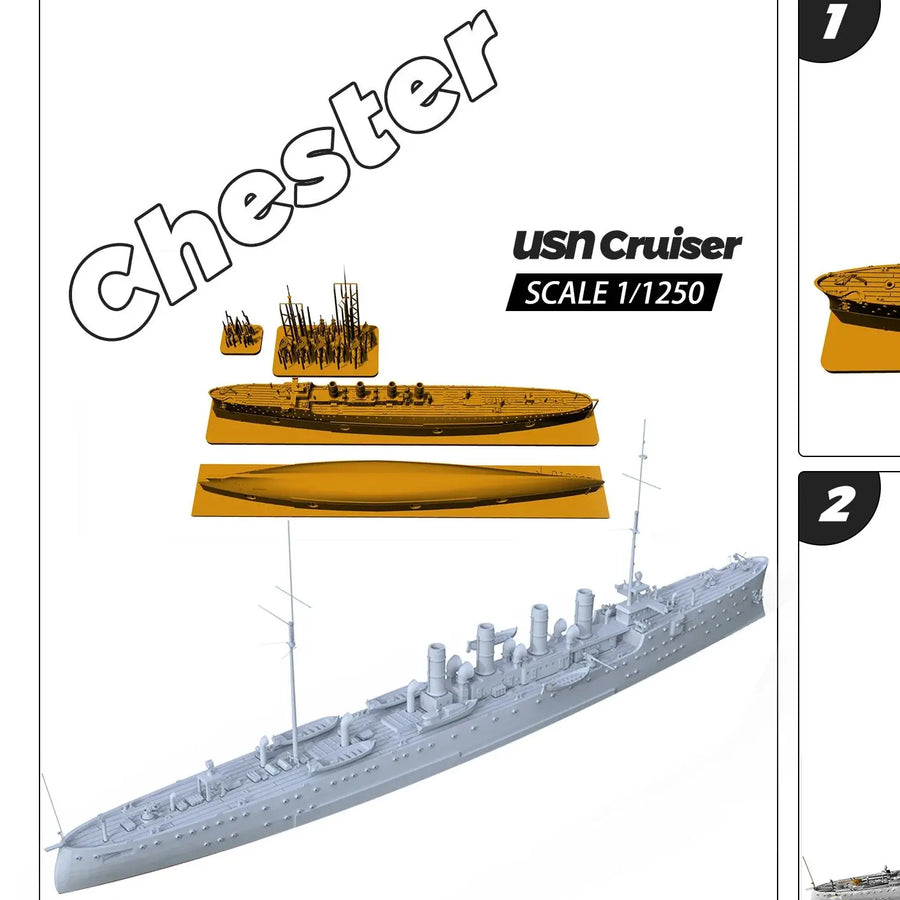 USN Chester Cruiser MRY-SFW SSC510/S 1/1250 1/1200 1/1000 Military Model Kit Full Hull