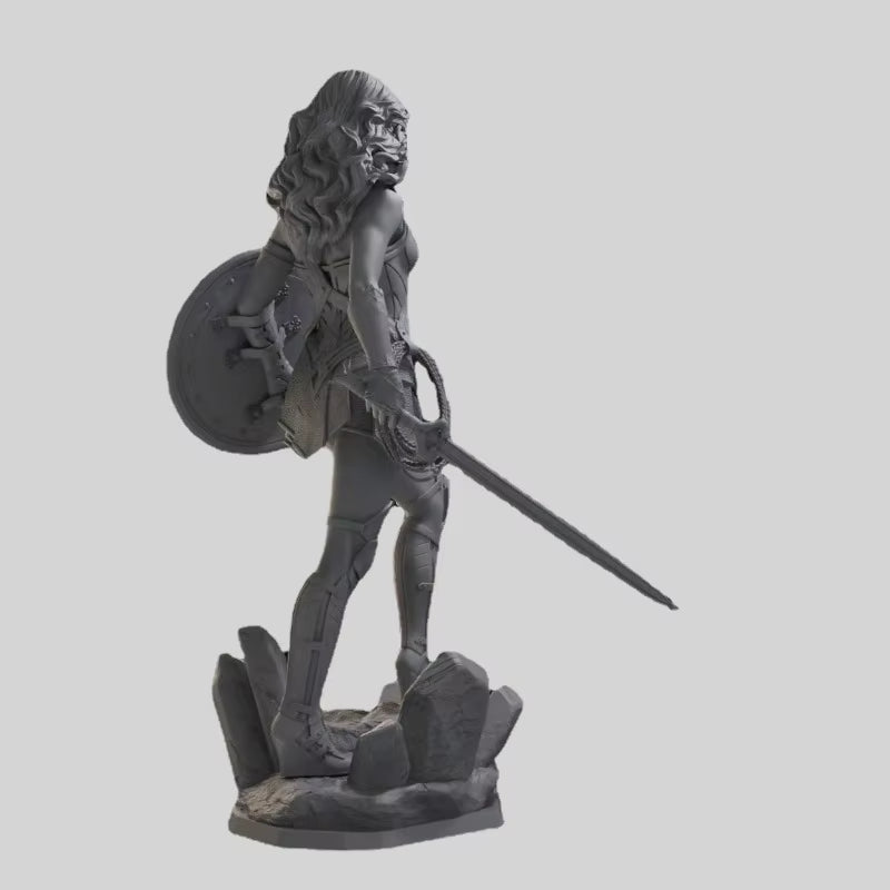 Fantasy Female Warrior with Shield 75mm Resin Figure Kit - resin model view 2